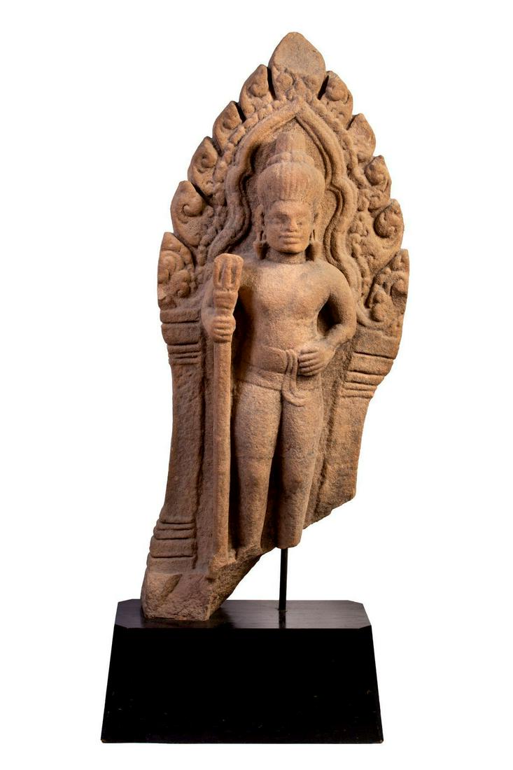 Buddhist Guard Stone Sculpture - Cambodia, 11th-12th century (1 of 2)