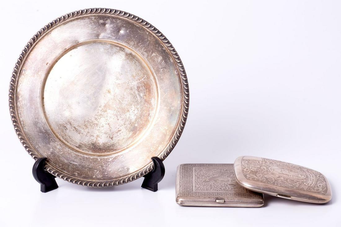 Lot of 2 Boxes & Saucer Made of Silver (1 of 3)