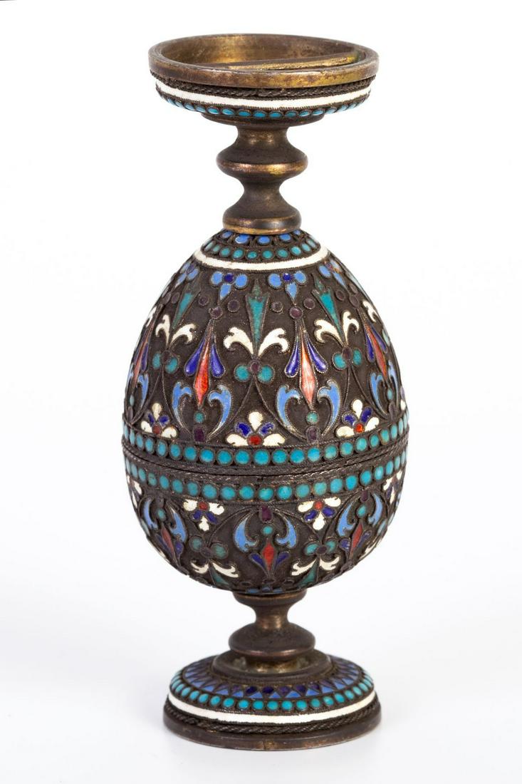 Russian silver and enamel egg vessel circa 1900 (1 of 5)