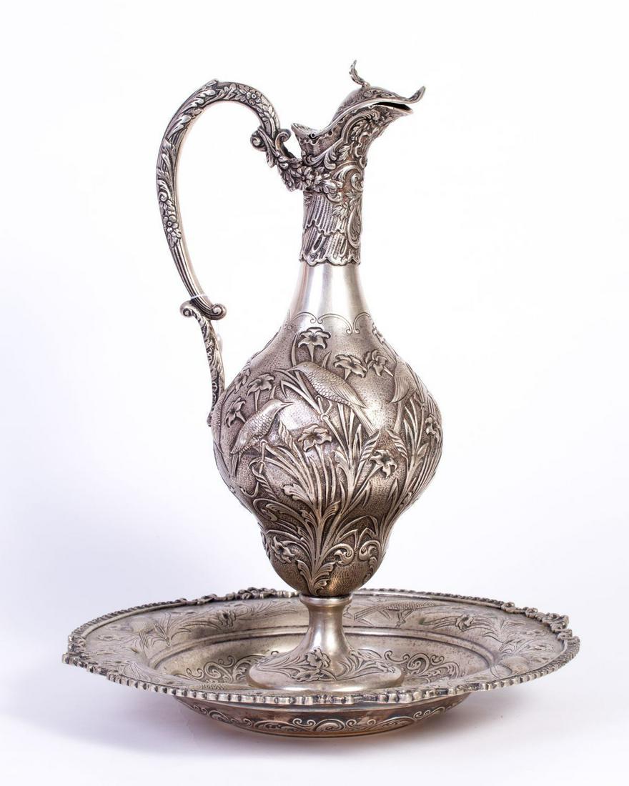 Matching Silver Decanter & Bowl Decorated w/ Embossing (1 of 3)