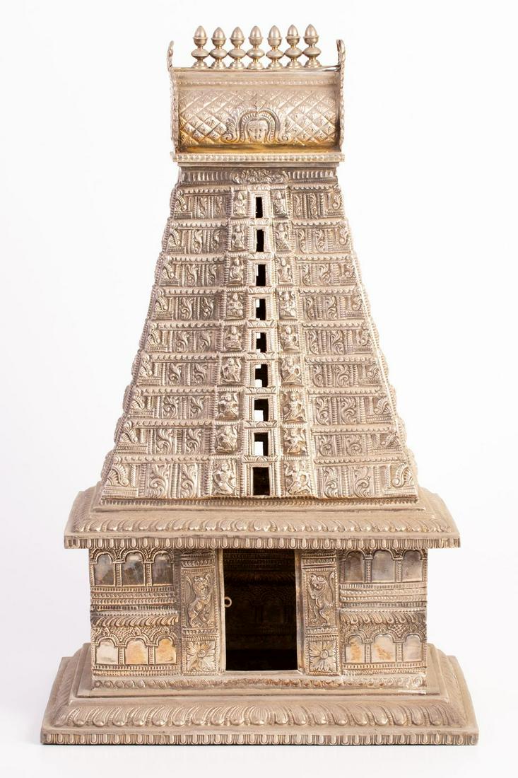 Old large sized Asian (Indian?) Temple Made of Silver (1 of 3)