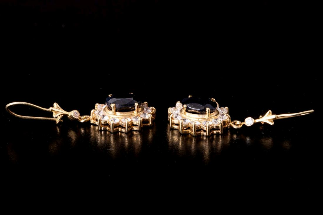Pair of 14K Gold Earrings Set w/ Sapphires & Zircons (1 of 3)