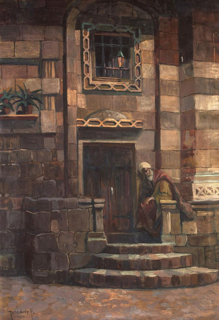 "The Religious Sage" - Antique European Oriental-style Oil Painting (1919?) (1 of 3)