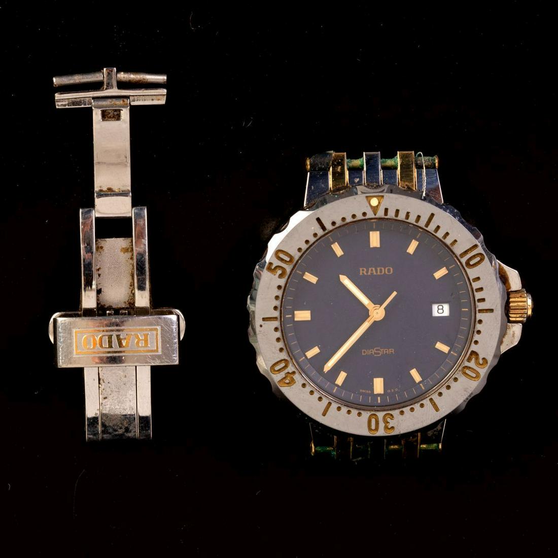 Rado - Men's Wrist Watch: Steel wrist watch for men, made by "Rado",Quartz movement, wear to the leather band. Functionality not tested. Arrives with its original clasp buckle. * The auction house does not take responsibility