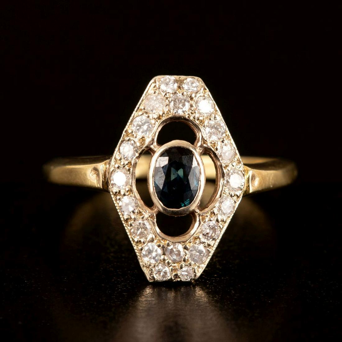 A 14K Yellow Gold, Sapphire and Diamond Ring (1 of 3)