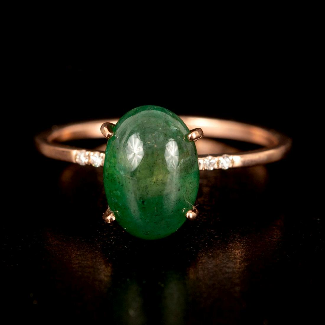 A 14K Rose Gold, Emerald and Diamond Ring (1 of 3)