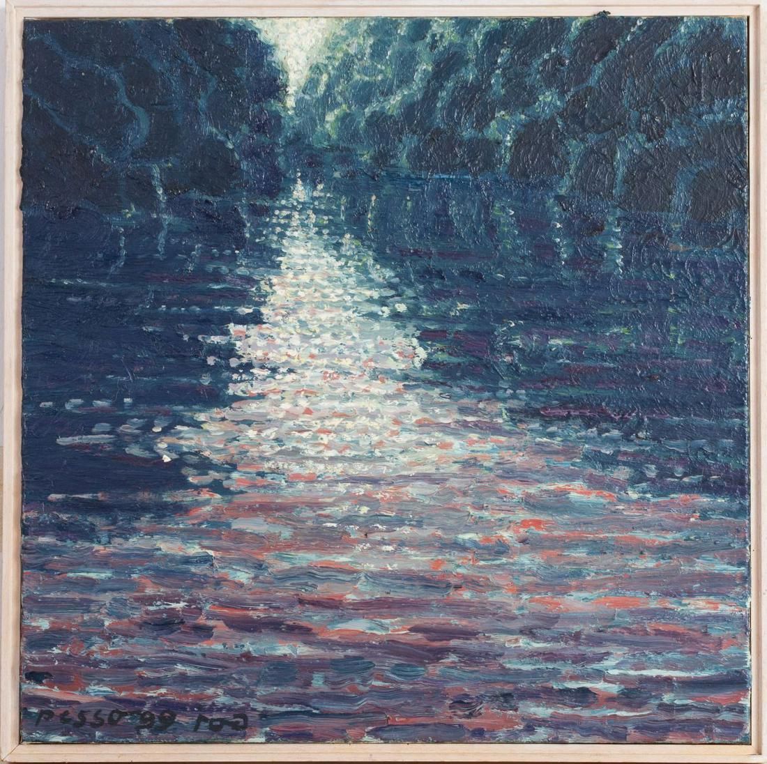 Avraham Pesso "Lake Among the Trees" - Oil on Canvas, Signed, 1999 (1 of 2)