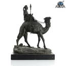 Man Riding a Camel - Old European Oriental Style Bronze Sculpture