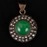 Antique 9K Gold, Jade and Diamond Pendant