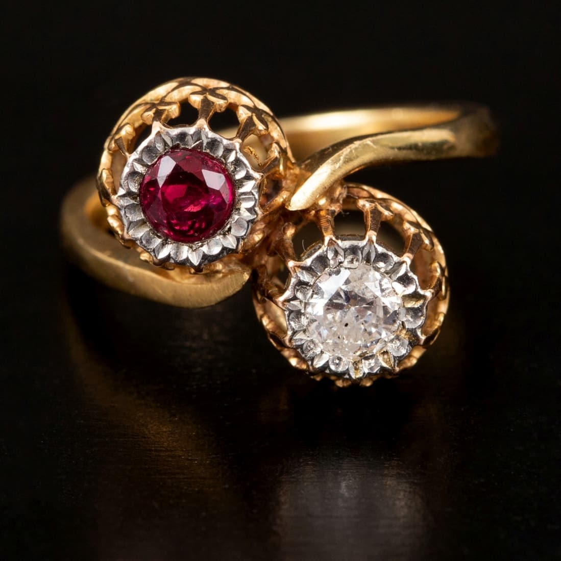 Antique 18K Gold, Diamond and Ruby Ring (1 of 5)