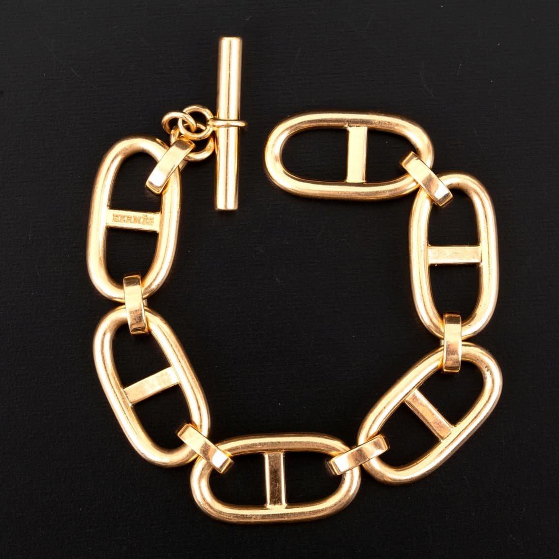 Rare vintage 18K gold bracelet - attributed and sign Hermes (1 of 7)