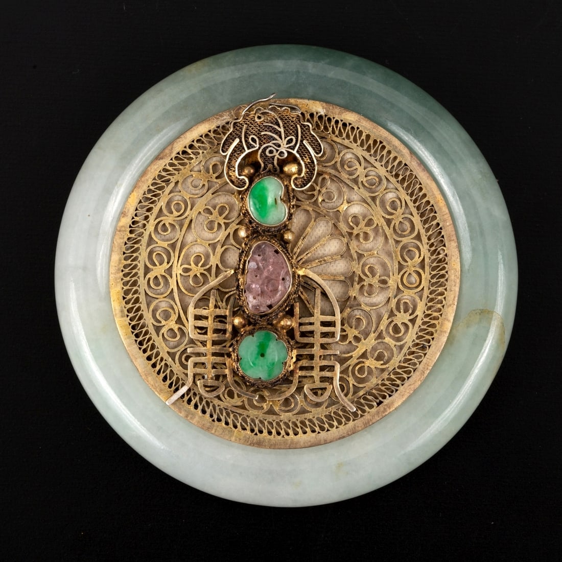 Bracelet - old Chinese mirror in a jade frame and silver (1 of 5)