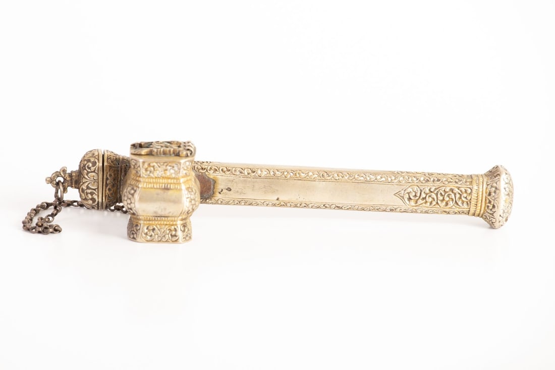 Ottoman Inkwell Made of Silver w/ Gilding remains - 18th/19th century (1 of 7)