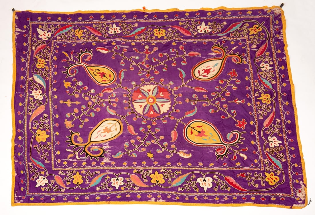 Uzbek Suzanne embroidery - floral pattern, 19th century (1 of 2)