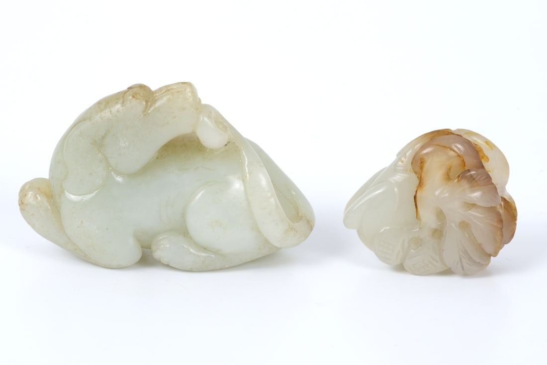 Two Carved C?hinese Jade Mythological Beast-, Qing Dynasty (1 of 3)