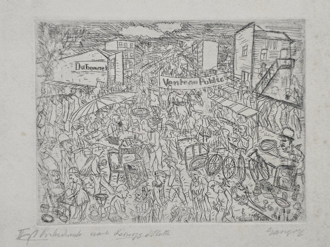 "Paris Flea Market" - engraving, Paul Gangolf (1 of 3)