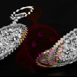 Rare 18K, Diamond, Ruby Pocket Watch, Edward Prior