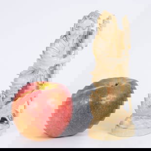 An old kimono, from Japan, from the early 20th century.: A typical figurine of a man wearing traditional attire and holding a hawk. Red signature. Dimensions: 16-6 cm. 