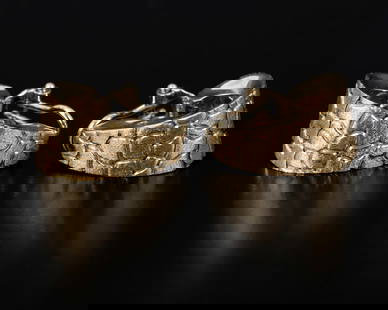 A pair of stylish matte 14K yellow gold earrings: A pair of stylish earrings made of 14 carat yellow gold (acid tested) In a rich pattern and matte texture. Have clip closure only. Length: about 1.8 cm Weight: 5 grams