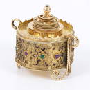 Jewish art - a snuff box made of 18K gold inlaid with stones