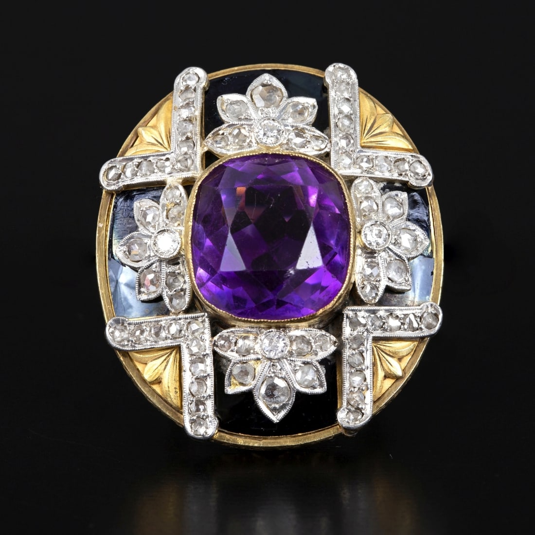 Victorian 18K Gold, Amethyst and Diamond Ring (1 of 6)