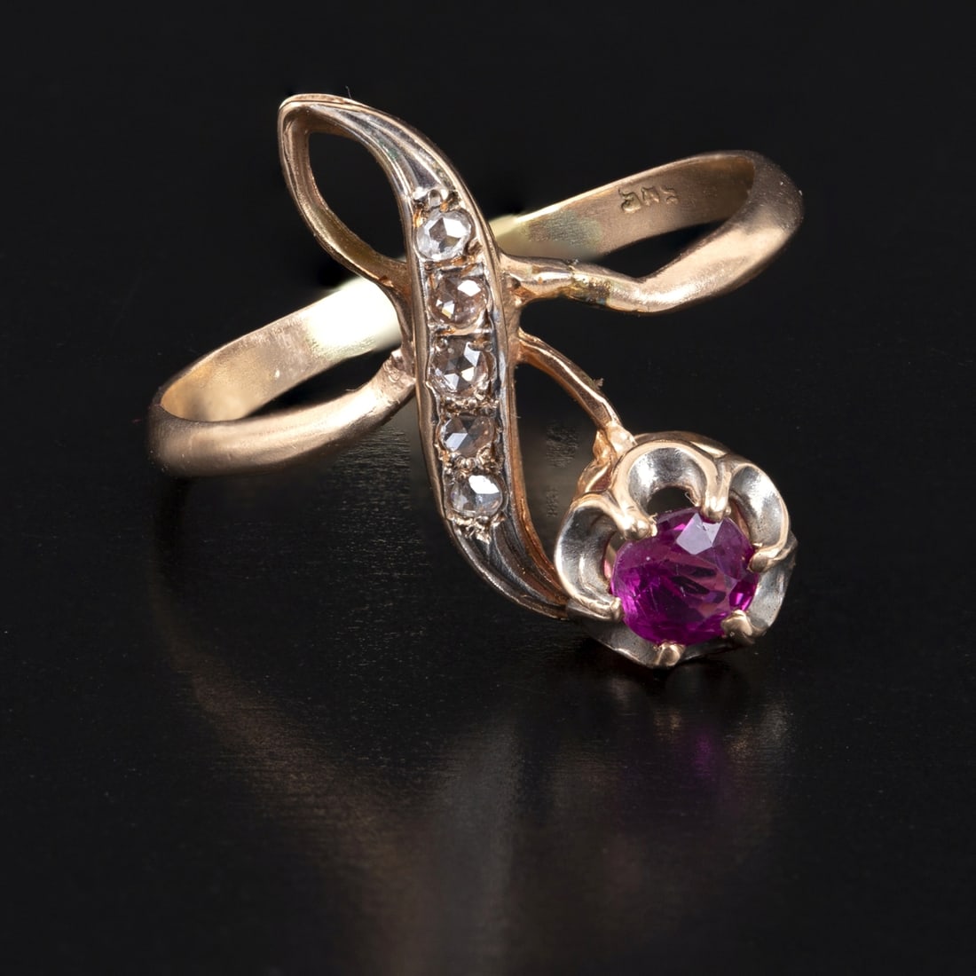 A 14K Rose Gold, Ruby and Diamond Ring (1 of 2)