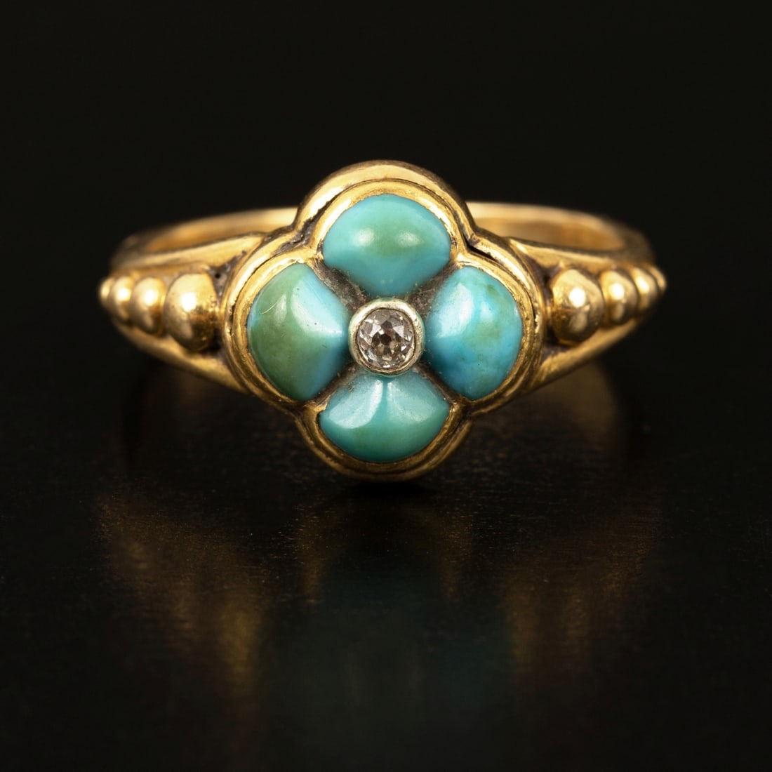 An Antique 18K Gold Turquoise and Diamond Ring (1 of 4)