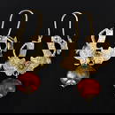 A Pair of 19th Century Chinese 22K Gold and Coral Earrings
