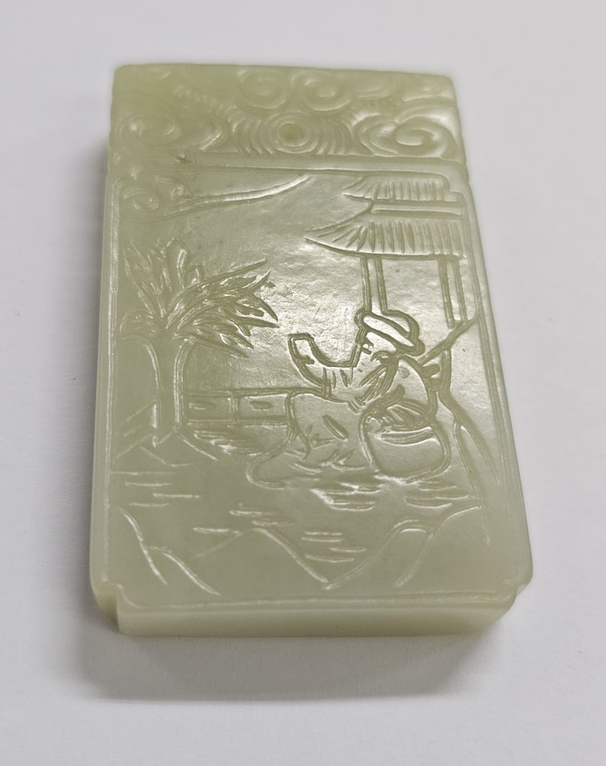 Old carved jade plaque, China (1 of 4)