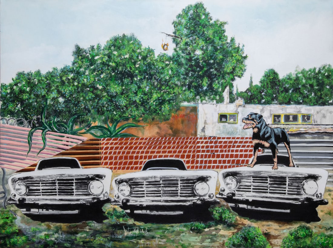 Shay Kun (b. 1974), How to Make Friends: Shay Kun (b. 1974), How to Make Friends Acrylic on canvas 2004 Signed, titled and dated 2004 (on the reverse). 90 x 120 cm Provenance: Collection of Israel Perr