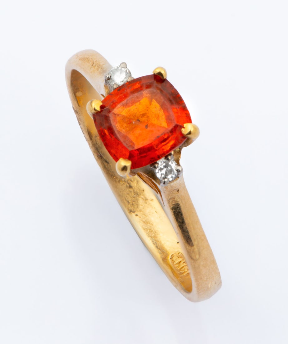 A 14K Yellow Gold, Citrine and Diamond Solitaire Ring (1 of 4)