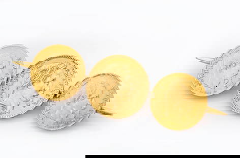 An 18K Gold and Three French Coins Bar Brooch: Comprised of a gold bar with three attached French coins (900):10 Franks 1860, 20 Franks 1864 and 10 Franks 1859. Gold acid tested.Estimated 900 gold: 12.9 gr; length: 7 cm; total weight: 17 grConditi