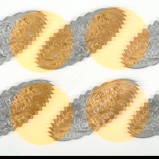 A Lot of Four Royal Mint George V 22K Gold Sovereign Coins: A Lot of Four Royal Mint George V 22K Gold Sovereign Coins Weight (grams): 7.98    Pure gold content (grams): 7.3224   Fineness: 916.7   Dimensions: 22.05mm Diameter; Thickness: 1.52mm  Total