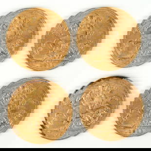 A Lot of Four Royal Mint George V 22K Gold Sovereign Coins, 1911: A Lot of Four Royal Mint George V 22K Gold Sovereign Coins, 1911  Gold (916.7 fineness)   Diameter: 22.05?mm   Thickness: 1.52?mm   Weight: 7.98?gr   Pure gold content: 7.3224?gr