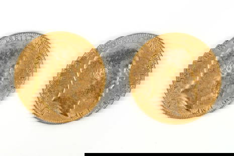 A Lot of Two Royal Mint Edward VII 22K Gold Sovereign Coins, 1906 and 1907: A Lot of Two Royal Mint Edward VII 22K Gold Sovereign Coins, 1906 and 1907  Gold: (916.7 fineness)   Diameter 22.05?mm   Thickness: 1.52?mm   Weight: 7.98?gr   Pure gold content: 7.3224?gr