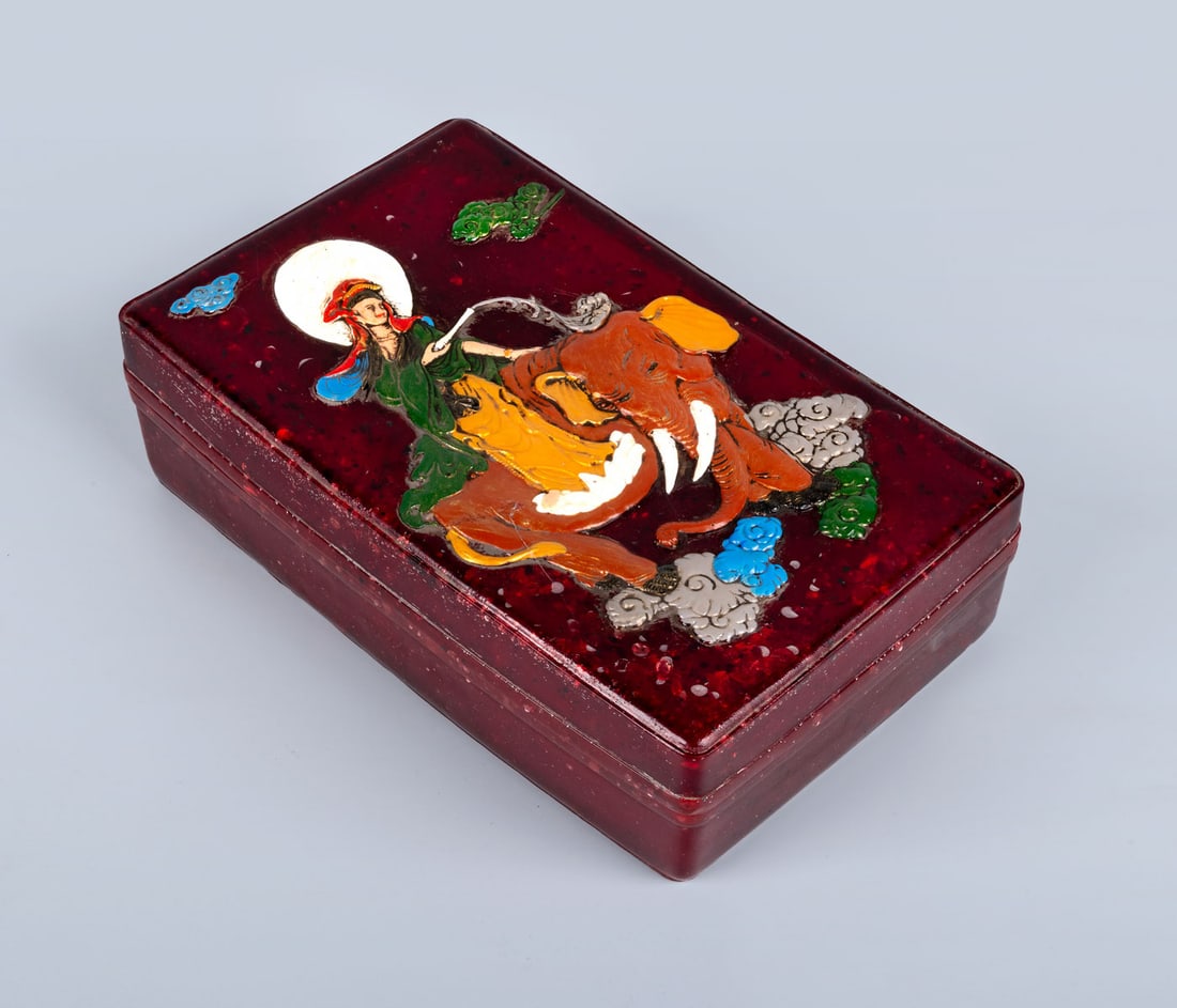 An Old Bakelite and Polychrome Lidded Box, China