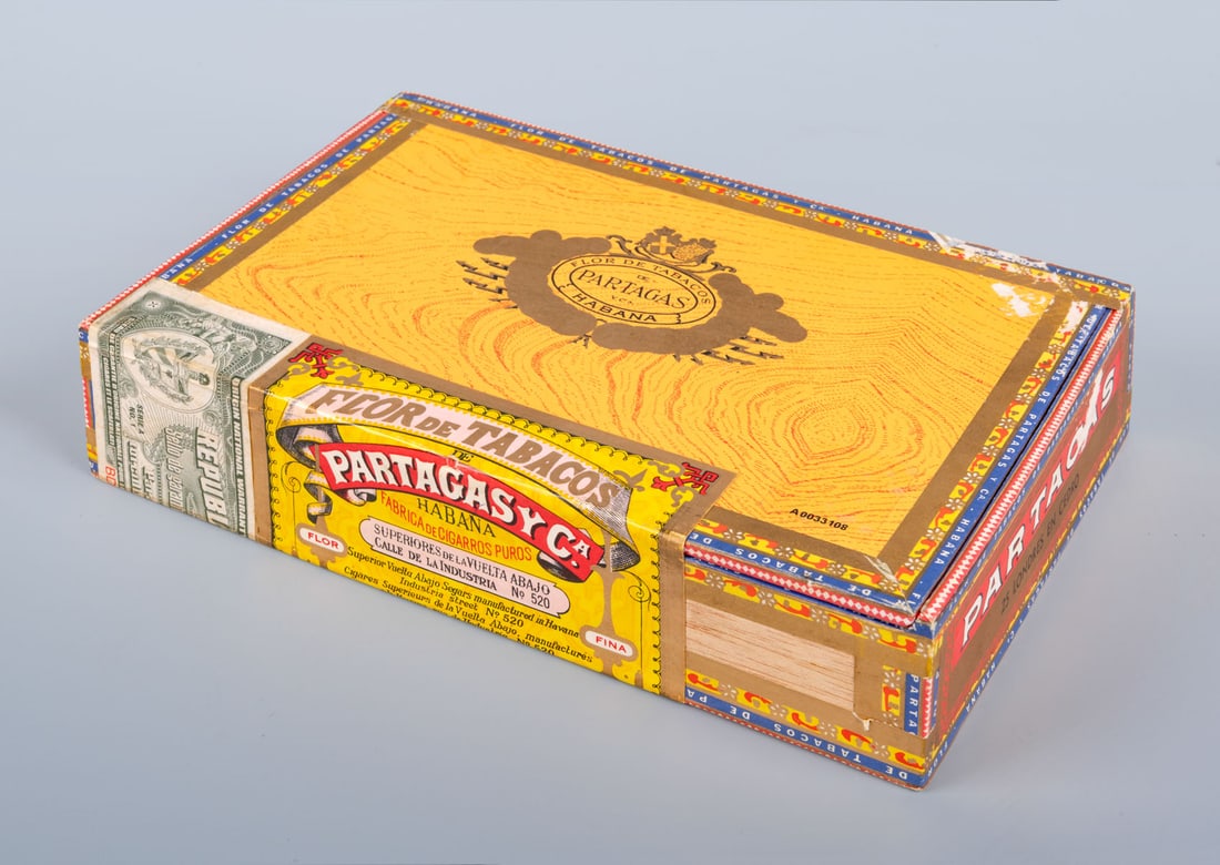 Sealed and Stamped Box of Flor de Tabacos Partagas Cigars, Havana, Cuba, February 2002 (1 of 3)