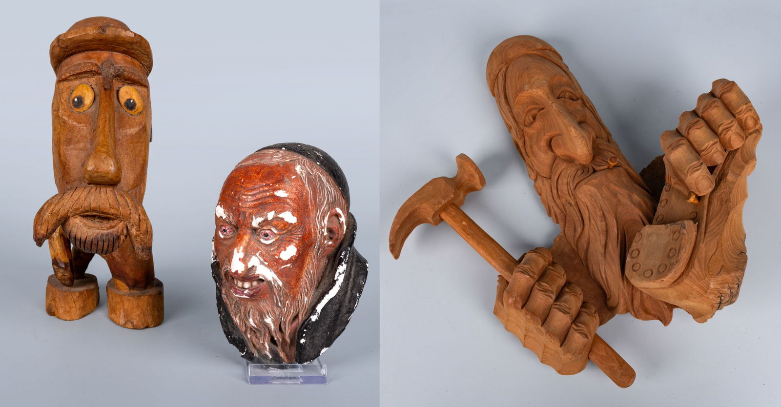 A Lot of Three Figures with Jewish and Anti-Semitic Motifs, Wood, Plaster and Clay, 20th Century (1 of 1)