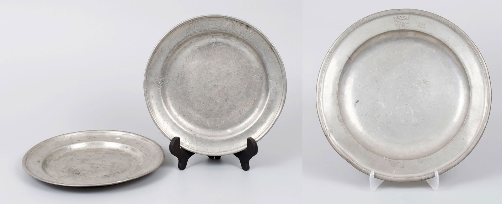 A Lot of Three Pewter Plates for a Jewish Kitchen (1 of 4)
