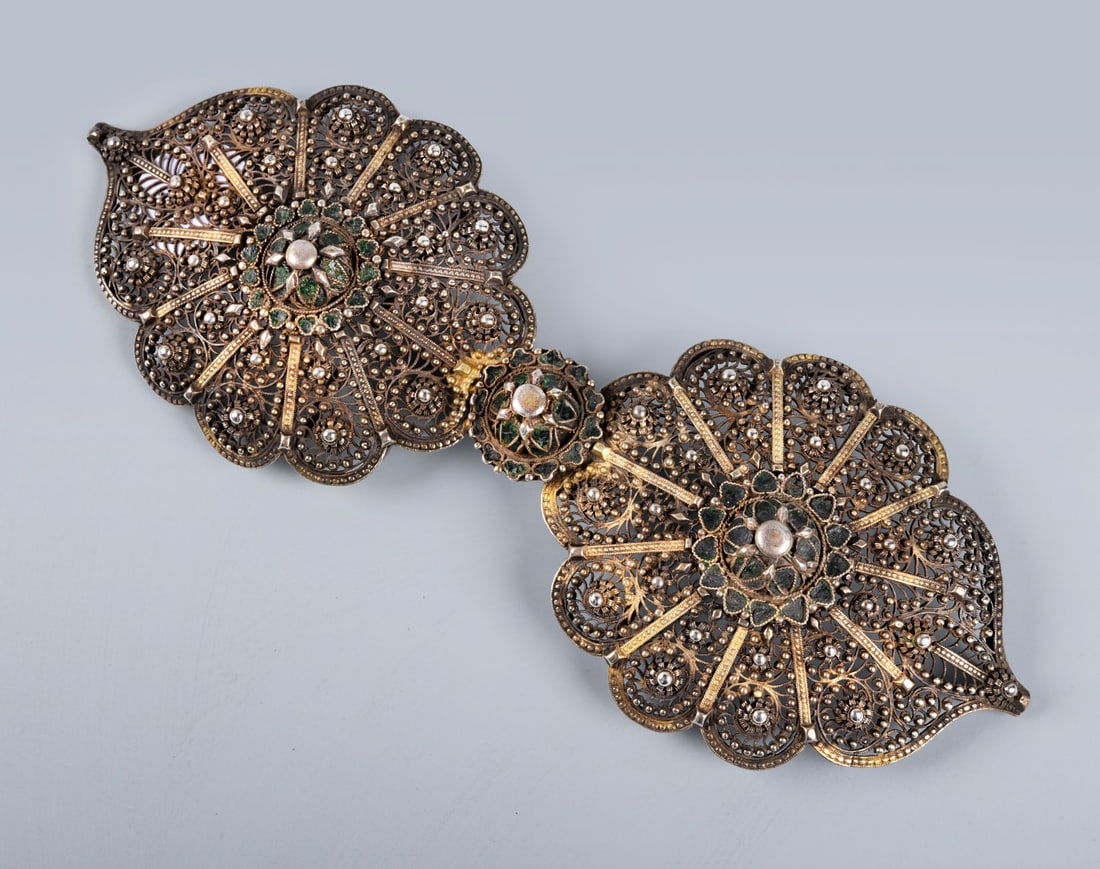 A Gilt Ottoman Silver and Enamel Belt Buckle, 18th-19th Century (1 of 4)