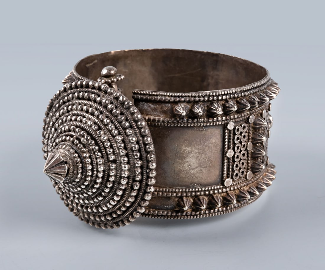 Massive Silver and Silver Filigree Bracelet, India, First Half of the 20th Century (1 of 2)