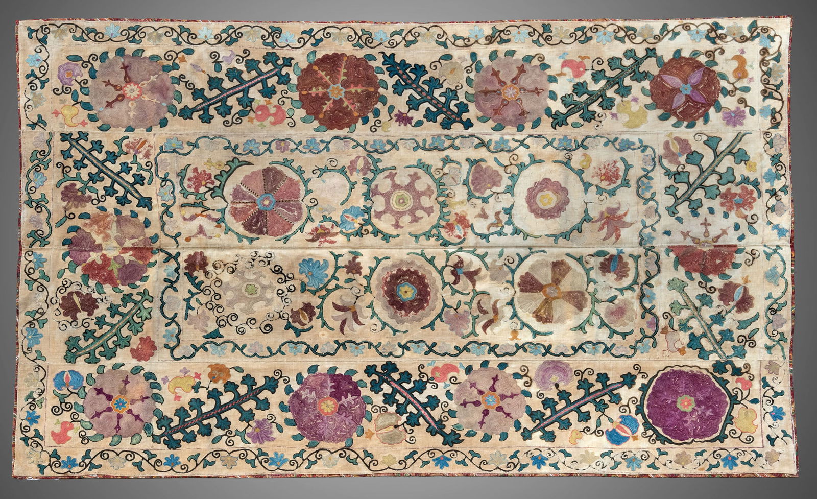 A Suzani Embroidered Textile, Late 19th Century (1 of 2)