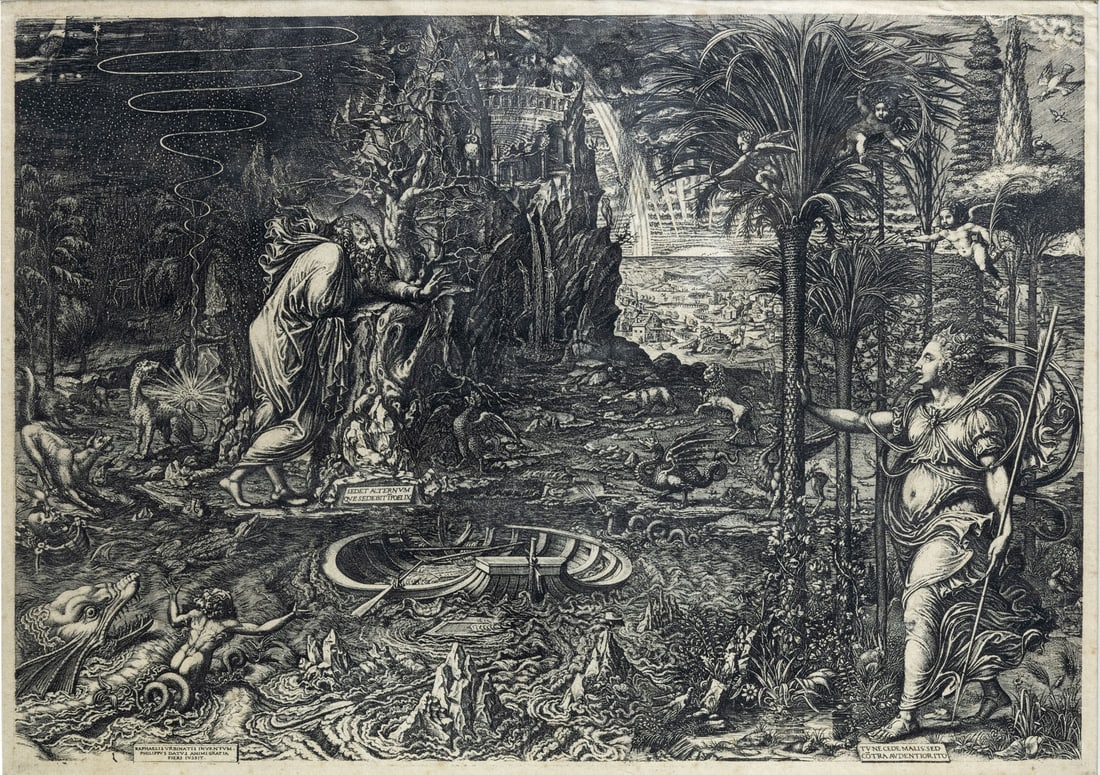 Giorgio Ghisi (1520-1582) After Raphael (Raffaello Sanzio or Santi), Allegory of Life (the Dream of (1 of 8)