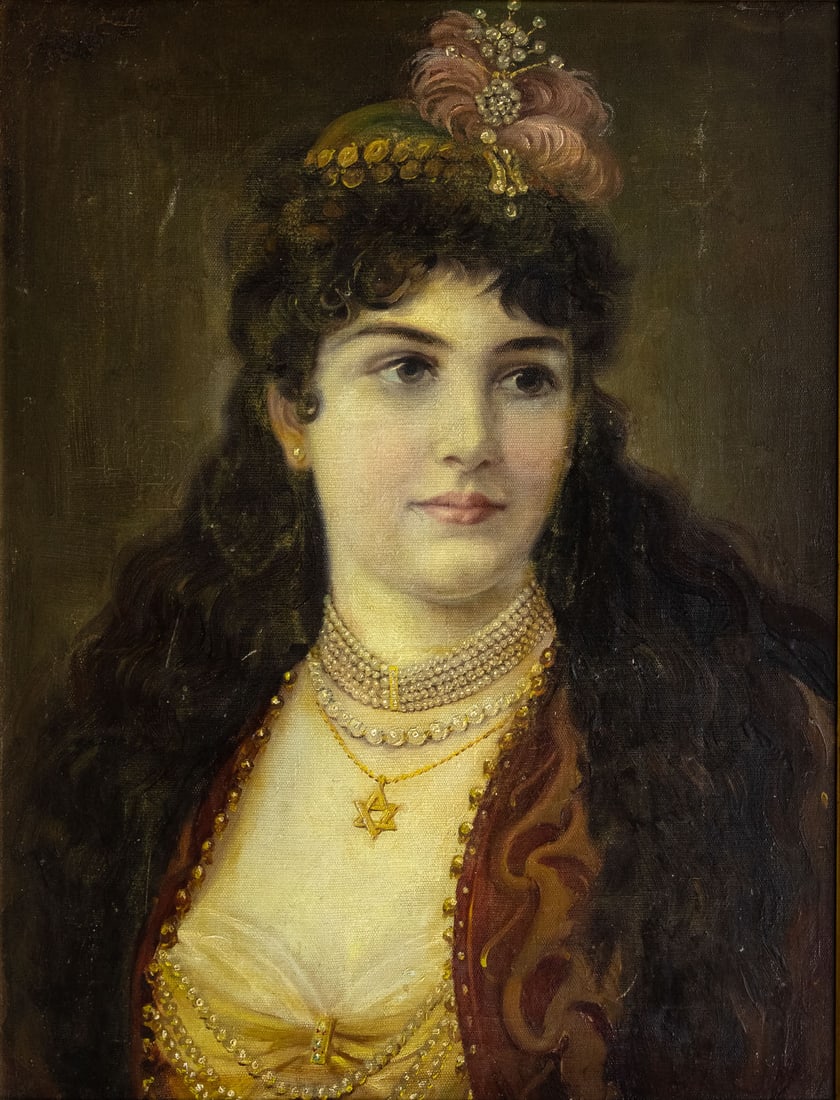 Turkish School 19/20th Century, Jewish Bride: Turkish School 19/20th Century, Jewish Bride Oil on canvas 65 x 51 cm Condition: For a detailed condition report, please contact us at office@alma.auction. Note that all are sold AS IS. It is up to p