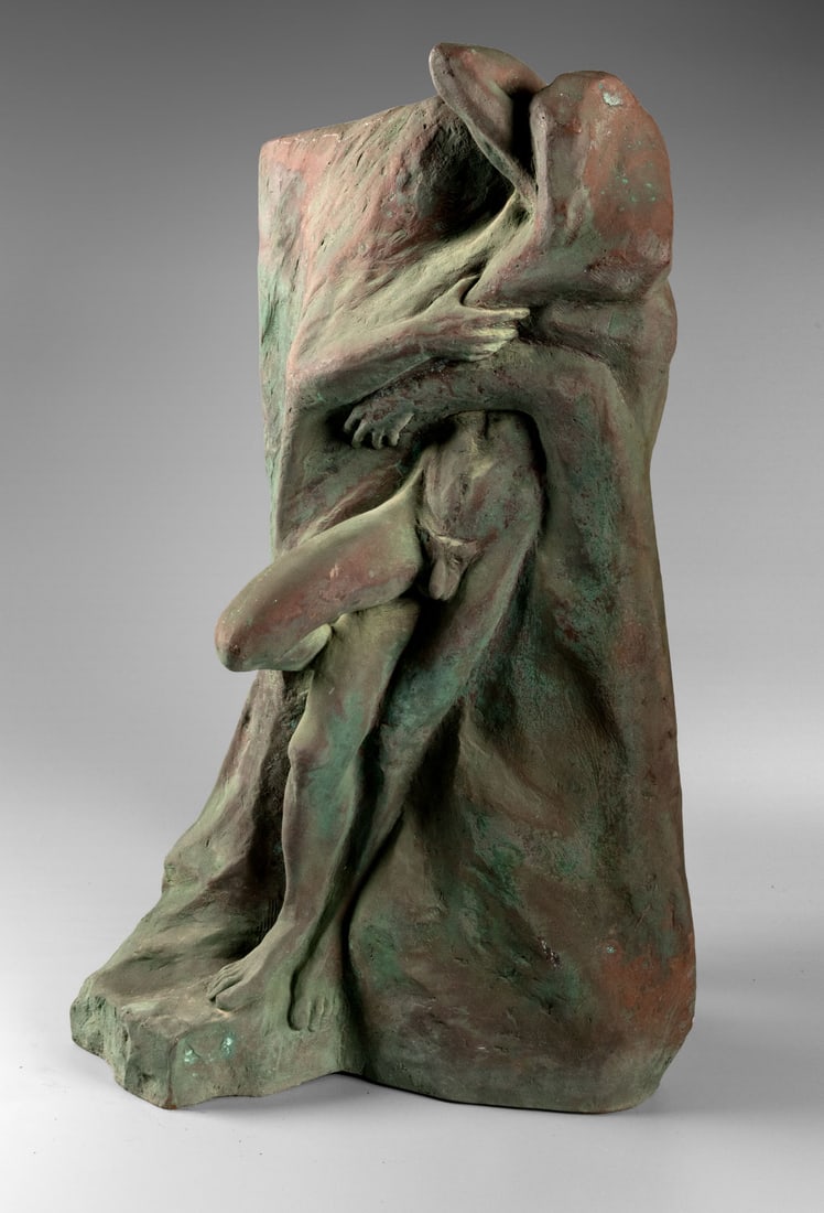 Barbara Falender (b. 1947), From the Cycle Ganymede: Barbara Falender (b. 1947), From the Cycle Ganymede Bronze sculpture with red and green patina 1986 Signed (on base).