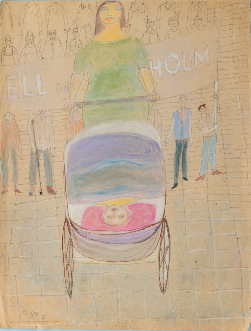 Naftali Bezem (1924-2018), At a Protest: Naftali Bezem (1924-2018), At a Protest Watercolor and pencil on paper Signed (lower left). 32 x 25 cm Provenance: Estate of the artist. Private collection,