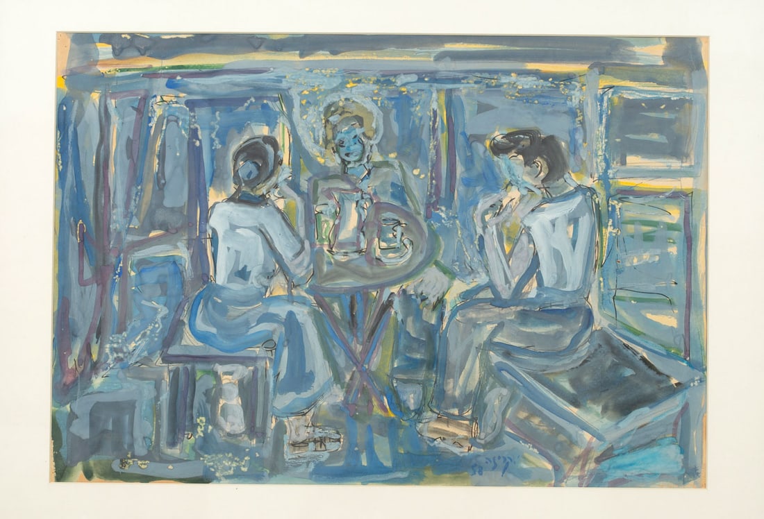 Yehiel Krize (1909-1968), Figures Around a Table (1 of 2)
