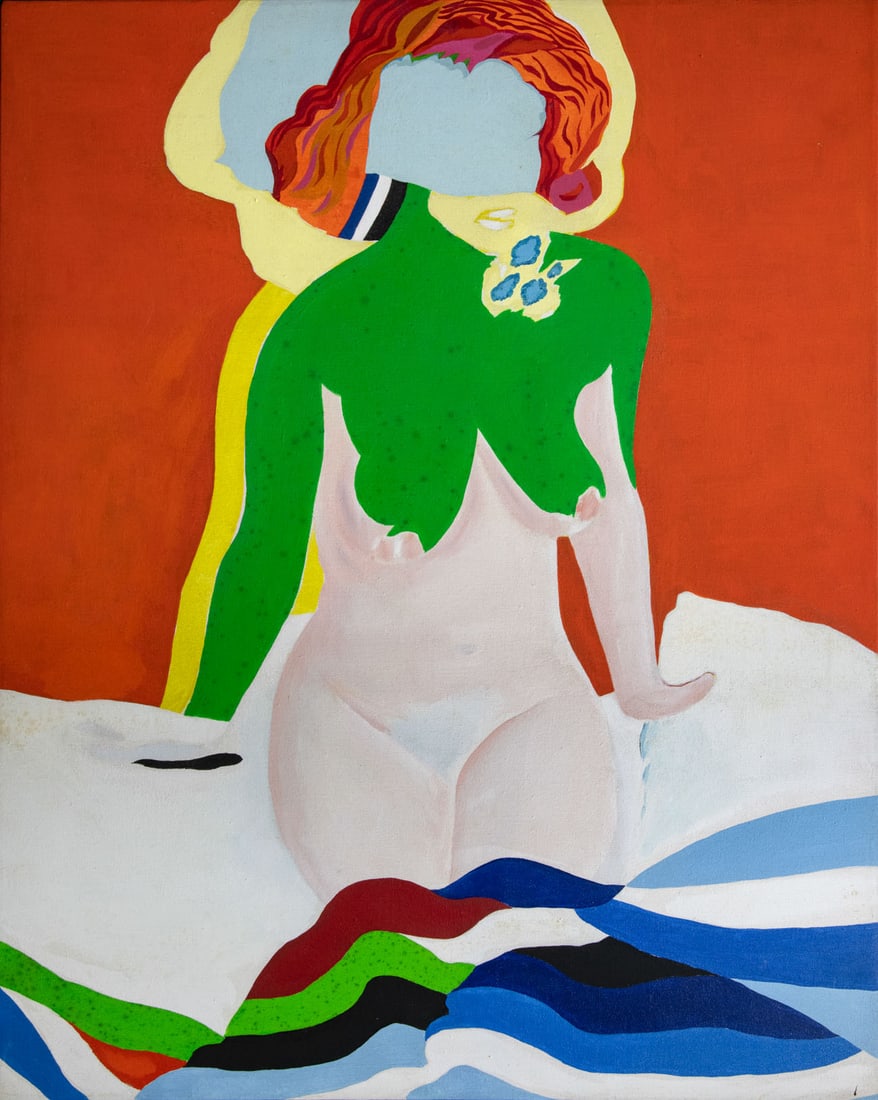 Sergio Segre (1923-2009), Seated Female Nude: Sergio Segre (1923-2009), Seated Female Nude Tempra on canvas 1969 Signed and dated 69 (on the reverse). 93 x 74 cm Provenance: The Dubiner co