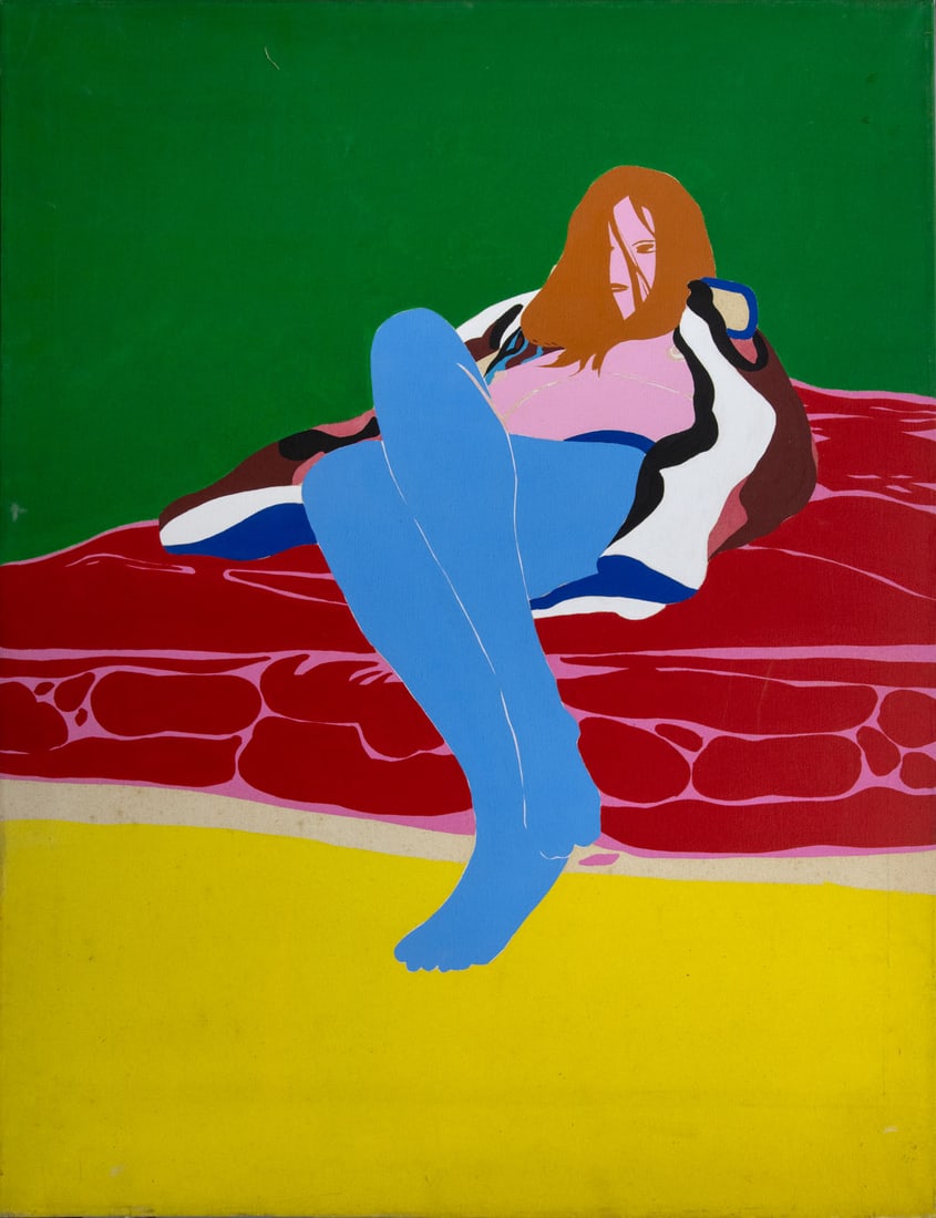 Sergio Segre (1923-2009), Seated Female Figure: Sergio Segre (1923-2009), Seated Female Figure Tempra on canvas 1960's Signed (on the reverse). 93 x 74 cm Provenance: The Dubiner collection.