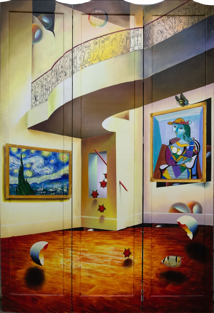 Ferjo (Fernando de Jesus Oliveira), Surreal Interior - Double Sided Three Panel Screen (1 of 4)